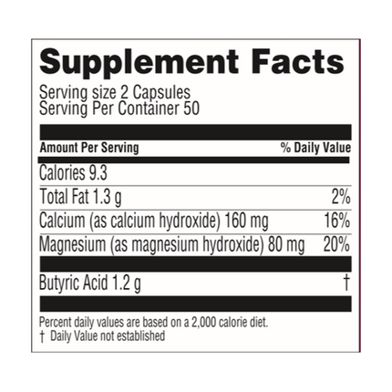 Neesby Butyrex 100 caps Supplement Facts 