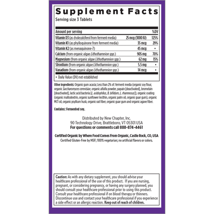 New Chapter Bone Strength Take Care 30 tabs Supplement Facts