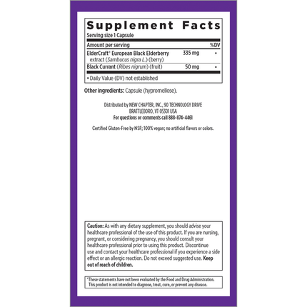 New Chapter Elderberry Force 30 vegcaps Supplement Facts