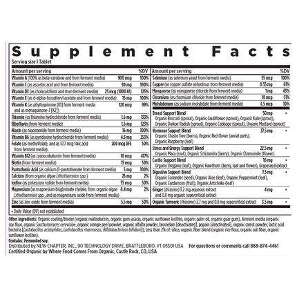 New Chapter Every Woman's One Daily 40+ 48tabs Supplement Facts