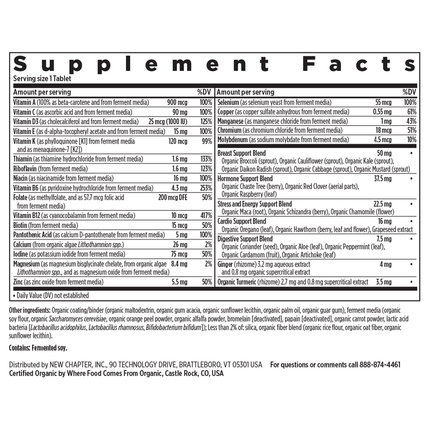 New Chapter Every Woman's One Daily 40+ 96 tabs Supplement Facts