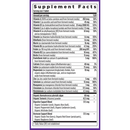 New Chapter Every Womans One Daily 55+ 72 veg tabs Supplement Facts