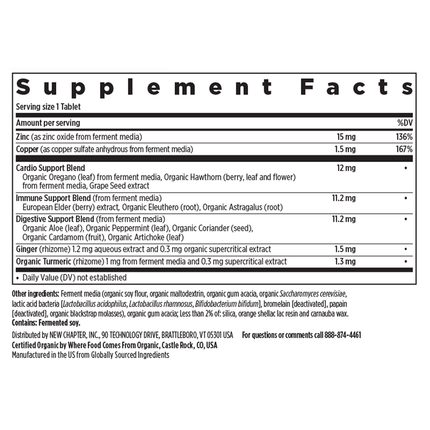 New Chapter Fermented Zinc Complex 60 tabs Supplement Facts