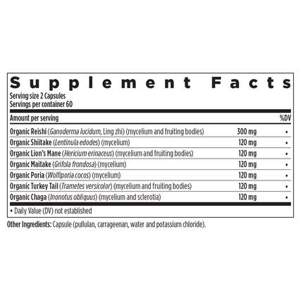 New Chapter Immune Support Reishi&Shiitake 120 vcaps Supplement Facts