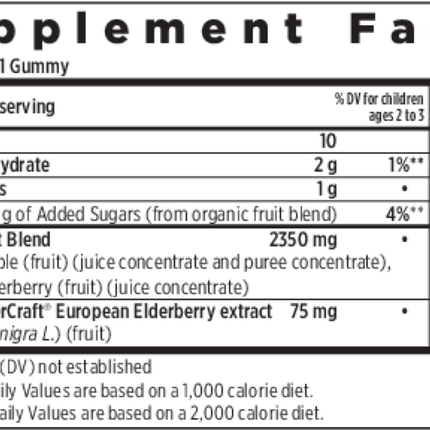 New Chapter Kids Organic Elderberry Gummies 30 ct Supplement Facts