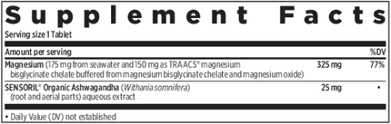 New Chapter Magnesium + Ashwagandha 60 tabs Supplement Facts