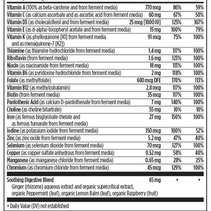 New Chapter Prenatal One Daily 30 tabs Supplement Facts