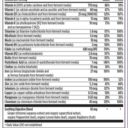 New Chapter Prenatal One Daily 90 tabs Supplement Facts