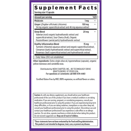 New Chapter Restful Sleep + Pain 30 caps Supplement Facts