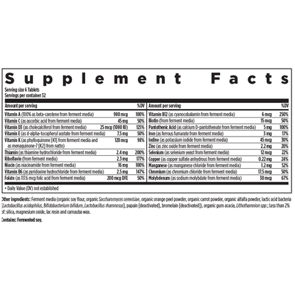 New Chapter Tiny Tabs Multi 192 tabs Supplement Facts