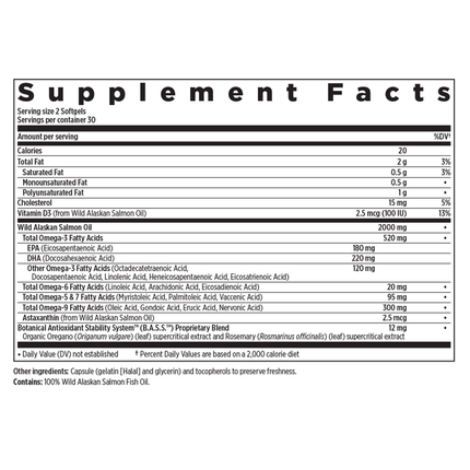 New Chapter Wholemega 1,000 mg 60 softgels Supplement Facts