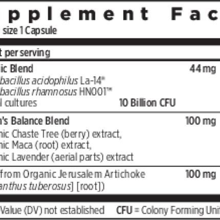 New Chapter Women's Daily Probiotic 30 vegcaps Supplement Facts
