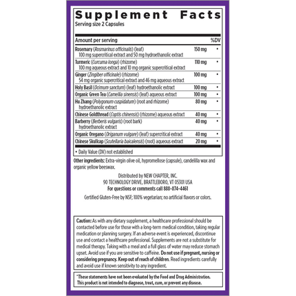 New Chapter Zyflamend 180 vegcaps Supplement Facts