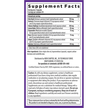 New Chapter Zyflamend Nighttime 60 softgels Supplement Facts