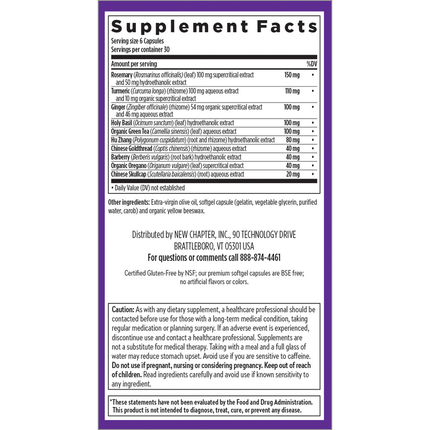 New Chapter Zyflamend Wholebody Mini Softgels 180SG Supplement Facts