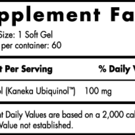 Nordic Naturals CoQ10 Ubiquinol Sport 60 softgels Supplement Facts