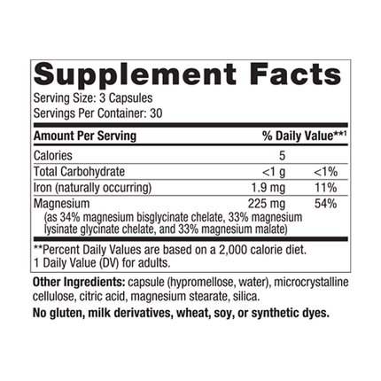 Nordic Naturals Magnesium Complex 90 caps Supplement Facts 