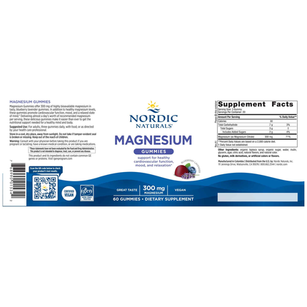 Nordic Naturals Magnesium Gummies 60 ct Supplement Facts