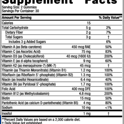 Nordic Naturals Men's Multivitamin Gummies 60 ct Supplement Facts
