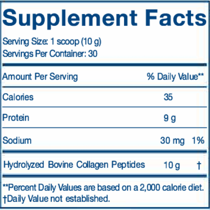 Nordic Naturals Nordic Beauty Collagen Peptides 10.6 oz Supplement Facts