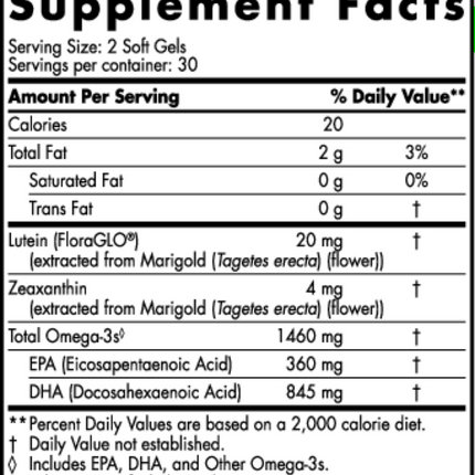 Nordic Naturals ProDHA Eye 1000 mg 60 gels Supplement Facts 