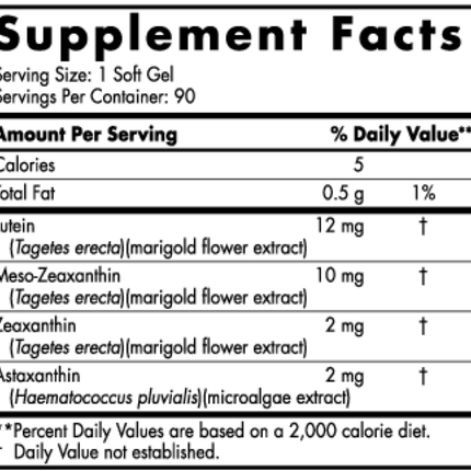 Nordic Naturals ProMacular Defense 90 softgels Supplement Facts