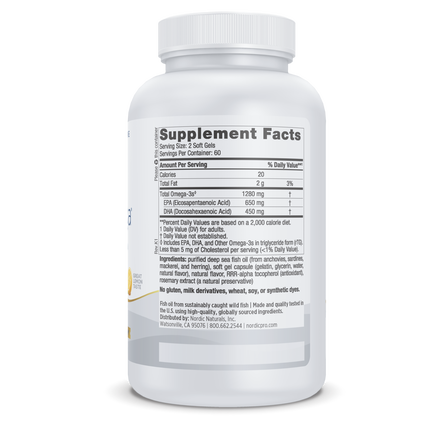 Nordic Naturals ProOmega Lemon 120 gels Supplement Facts