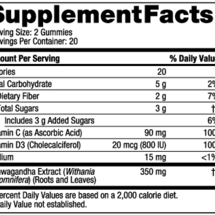Nordic Naturals Stress Relief Gummies 40 ct Supplement Facts