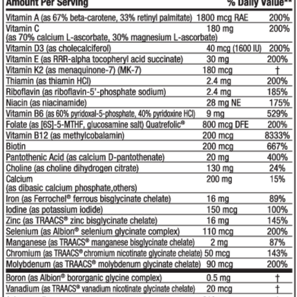 Nordic Naturals Women's Multi Extra Strength 60 tabs Supplement Facts