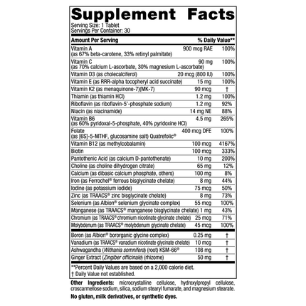 Nordic Naturals Women's One Daily Multi 30 tabs Supplement Facts