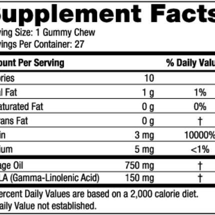 Nordic Naturals Zero Sugar Hair & Skin Gummy Chews 27 ct Supplement Facts