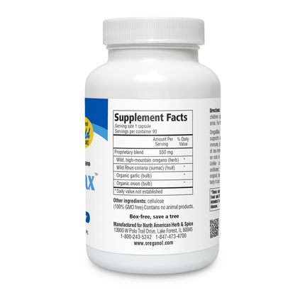 North American Herb&Spice OregaMax 90 caps Supplement Facts 