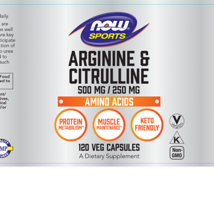 Now Arginine and Citrulline 120 caps Supplement Facts