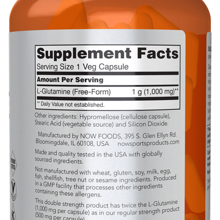 Now L-Glutamine 1000mg 120 caps Supplement Facts 