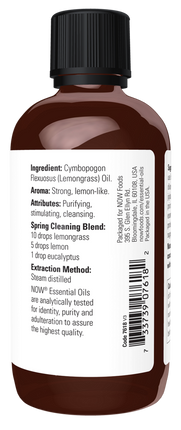 Now Lemongrass 4 ounce Suplement Facts 