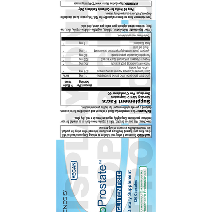 Nutra BioGenesis BioProstate 120 vcaps Supplement Facts 