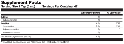 Nutra BioGenesis Black Seed Oil 236 ml Supplement Facts 