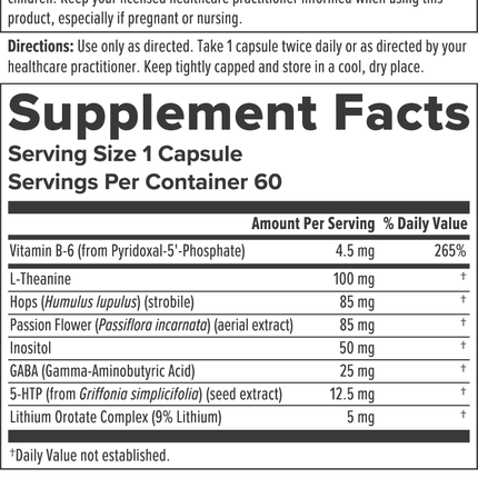 Nutra BioGenesis Stress Factors 60 vcaps Supplement Facts