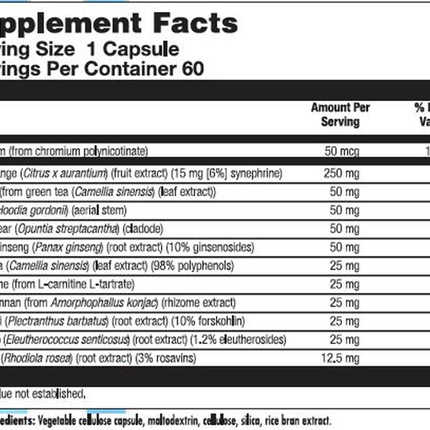 Nutra BioGenesis UltraLean Thermo MAX 60 vcaps Supplement Facts 