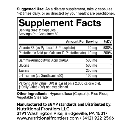 Nutritional Frontiers Calm Day 120 vegcaps Supplement Facts