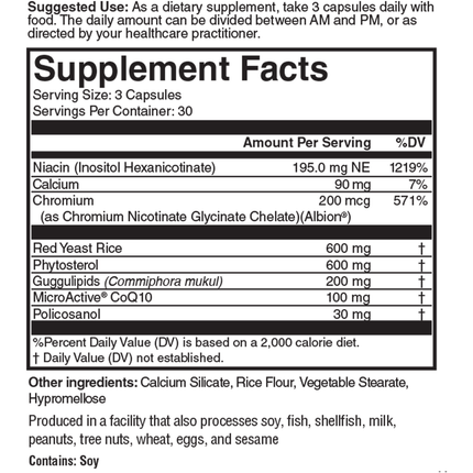 Nutritional Frontiers Cholesto Red 90 caps Supplement Facts