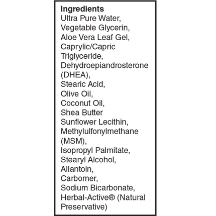 Nutritional Frontiers DHEA Cream 3 ounce Supplement Facts