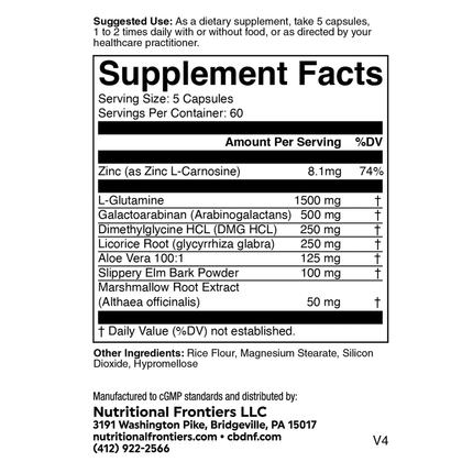 Nutritional Frontiers GI Complete 300 vegcaps Supplement Facts 