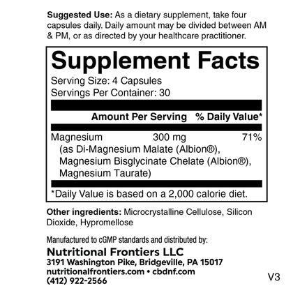 Nutritional Frontiers Mag Complete 120 vegcaps Supplement Facts 