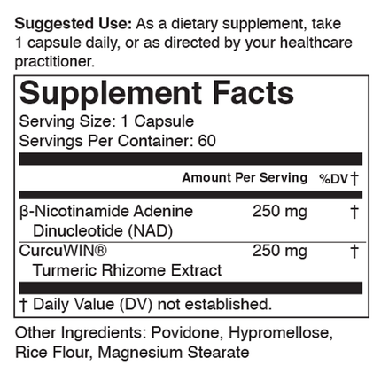 Nutritional Frontiers NAD+ 60 caps Supplement Facts