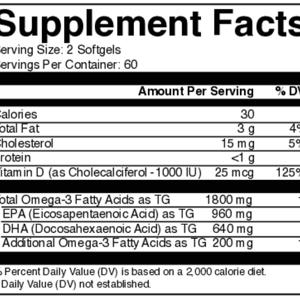 Nutritional Frontiers Omega 3D Lemon 120 softgels Supplement Facts