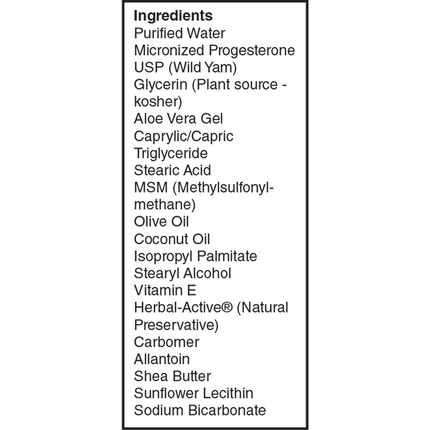 Nutritional Frontiers Progesterone 50 Cream 3 ounce Supplement Facts