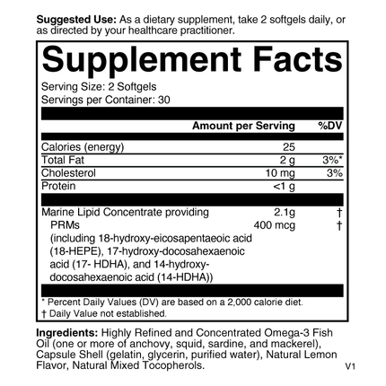Nutritional Frontiers SPM 60 softgels Supplement Facts