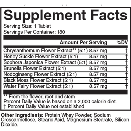 Nutritional Frontiers Seven Flowers 180 caps Supplement Facts