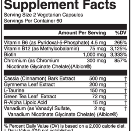 Nutritional Frontiers Sugar Solve 120 vegcaps Supplement Facts 